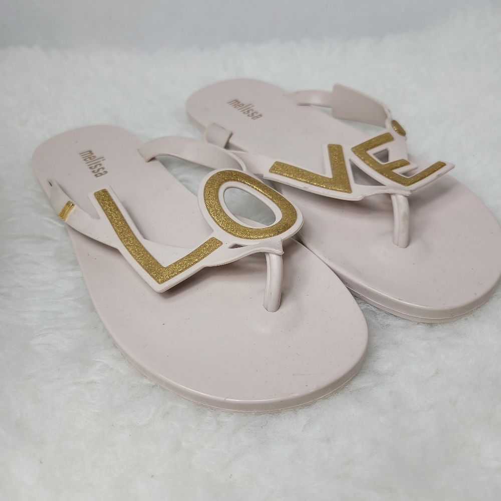 Melissa Love City Flip Flops Beige Sandals Shoes Size 9